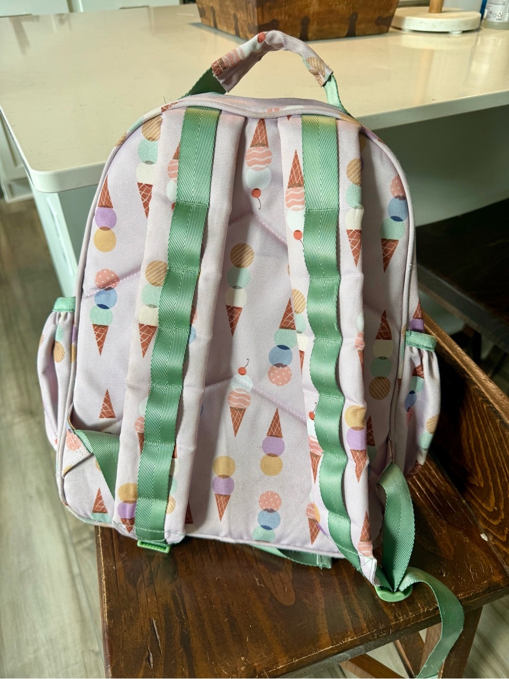 Crate & Barrel Kids Pink Ice Cream Print Backpack & Pencil Case - Medium - Picture 4 of 7